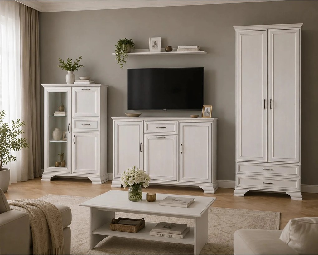 Mobilier sufragerie clasic TIFFANY II-3, grej, PAL laminat, 5 piese