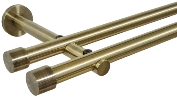 Galerie dubla picior universal fara inele prindere perete capacel 19/19 mm aur antic (Alege marime: 180 cm)