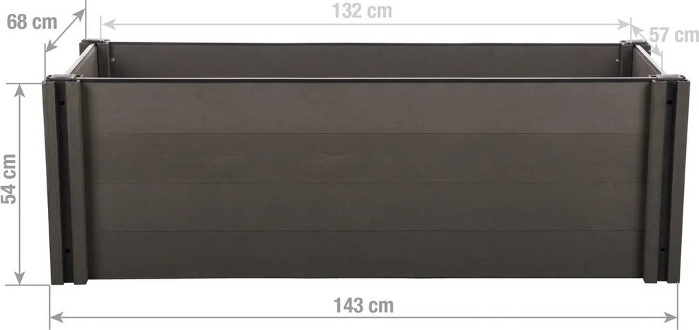 Paturi de flori ridicate G21 Crop 143 x 68 x 54,WPC, Eben, 54 cm