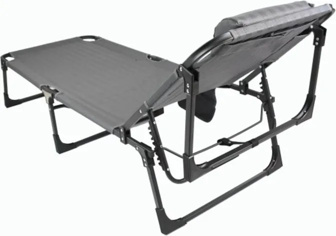 Șezlong pliabil cu pernă, gri, 189 x 63 x 34 cm
