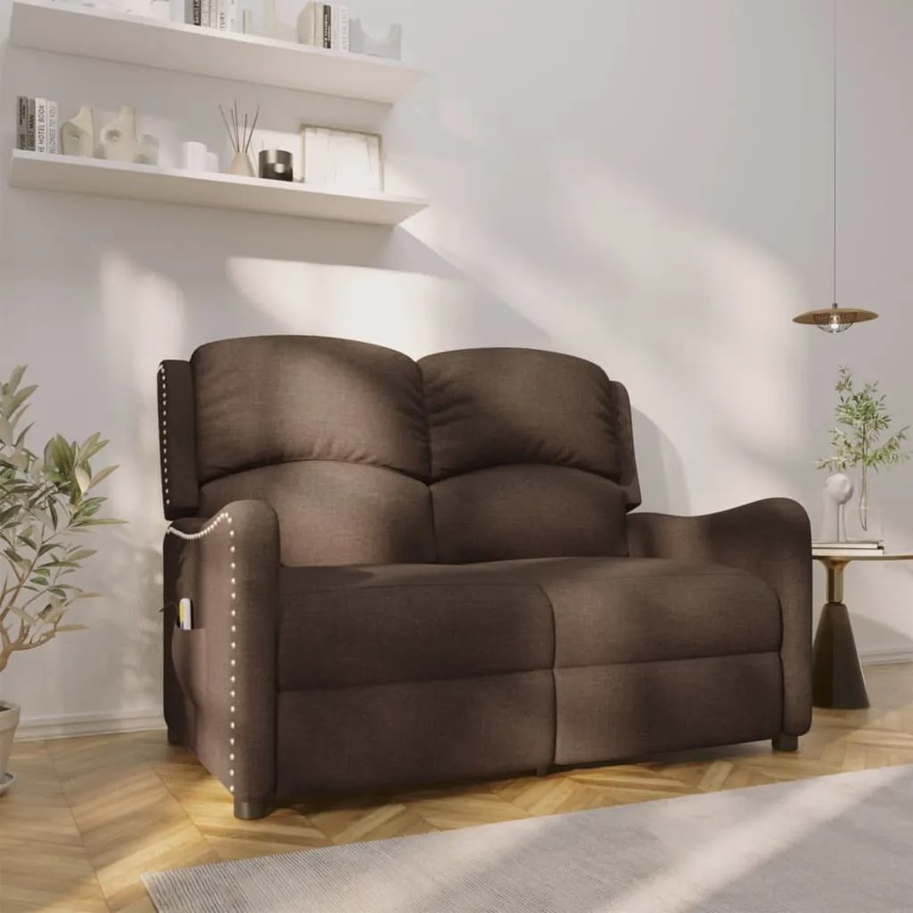 3084549 vidaXL Fotoliu de masaj rabatabil cu 2 locuri, maro, textil