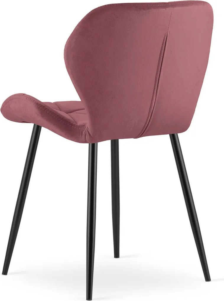 Scaun de masa MANGO VELVET cu picioare negre, roz inchis