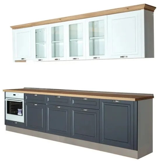 Bucatarie Libra, Alb Si Grafit, Front Mdf Vopsit, 307.6 X 223 X 60 Cm