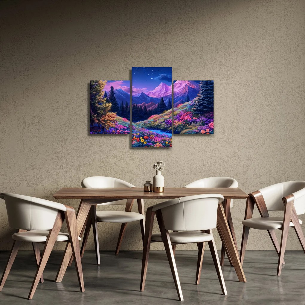 Tablou - Peisaj violet la lună plină (90x60 cm)
