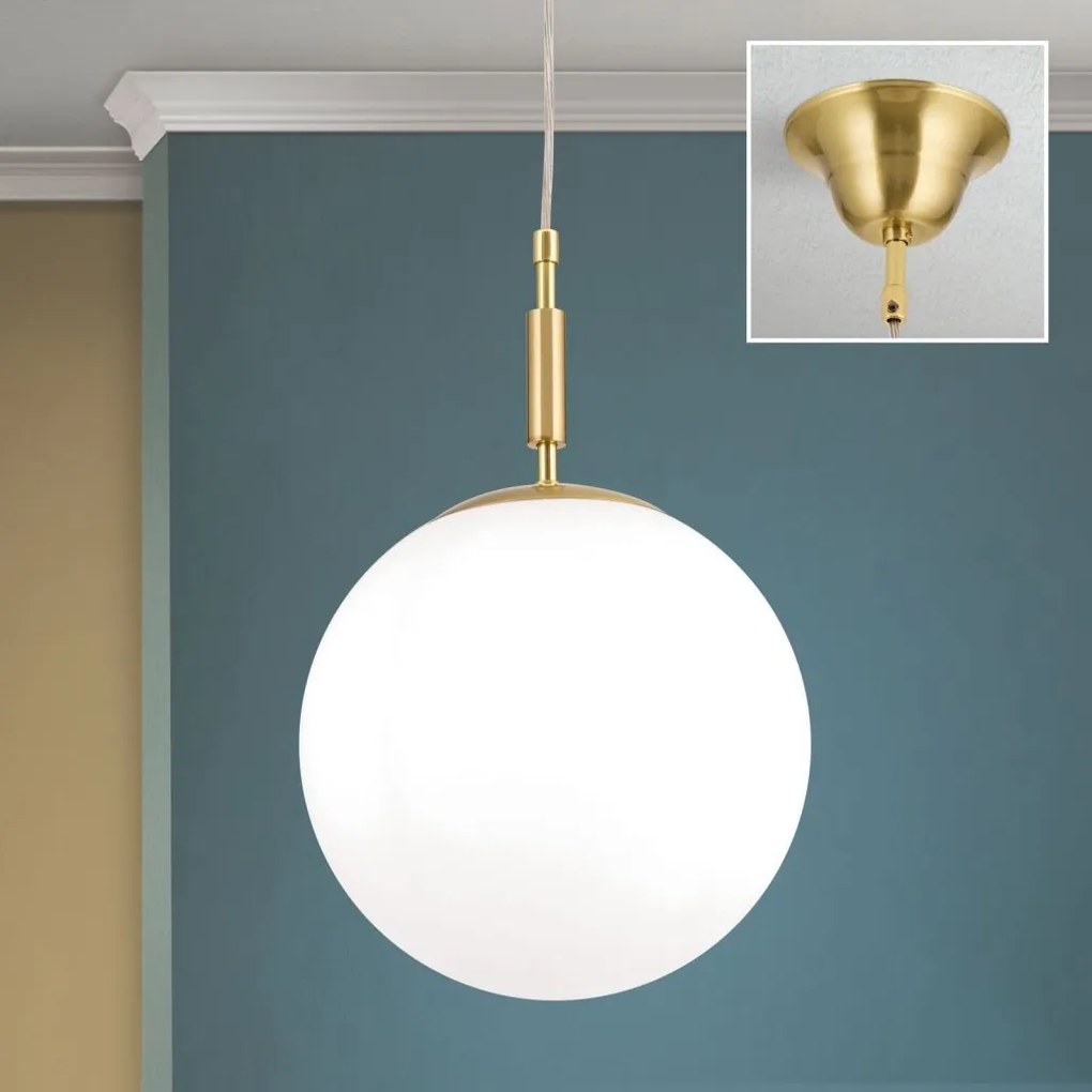 Lustra, Pendul realizat manual ARTDESIGN 25cm, alama mat/ alb opac