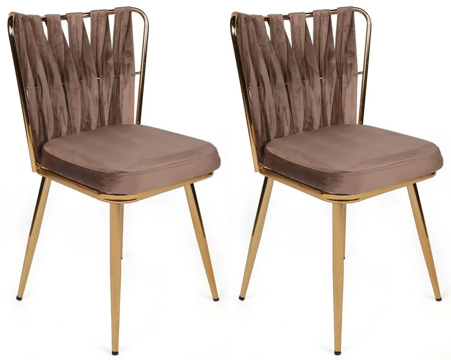 Set de scaune de sufragerie Kusakli Light Brownand Gold, 4 buc., 4 buc