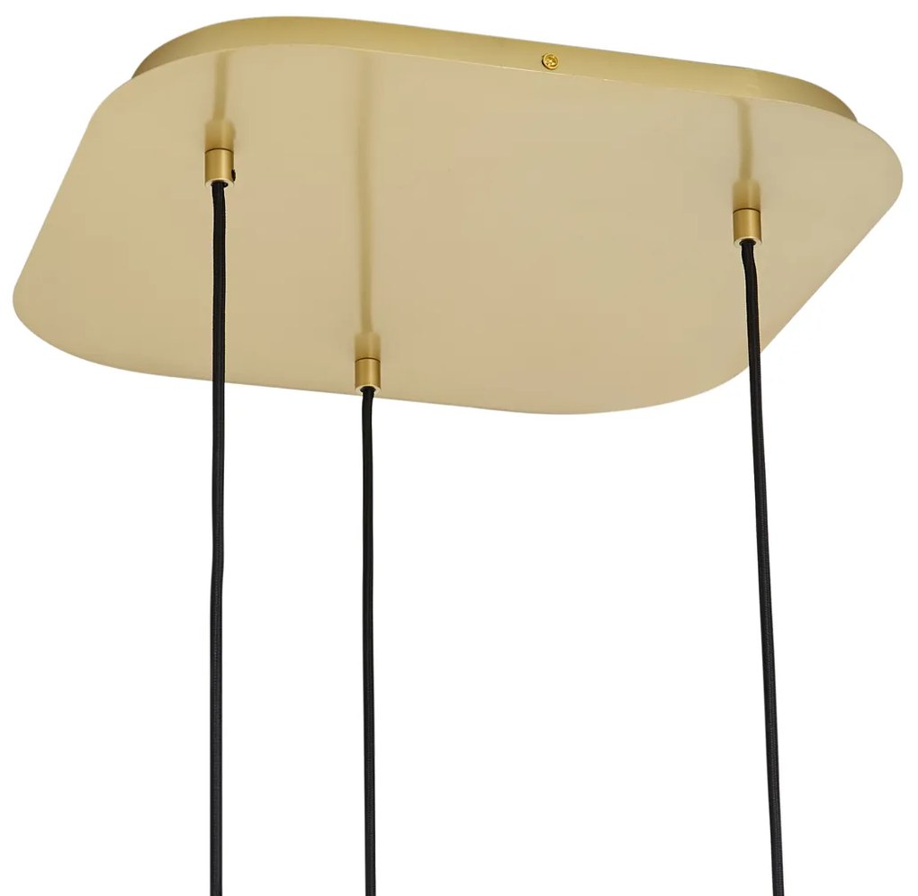 Lampă suspendată Hotel Chic alamă cu sticlă ambră 3 lumini - Gus