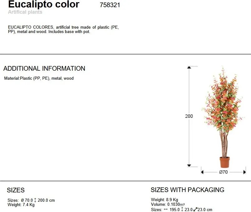 Planta artificiala, Eucalipt colorat H-200cm