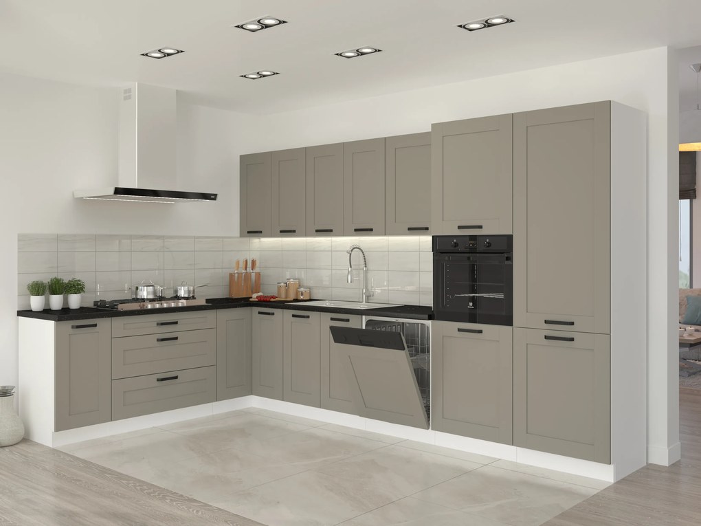 Dulap inferior de bucătărie Lucid 80 D 3S BB (claygrey + alb). 1045434