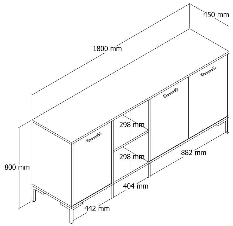 Dulap Living culoare Stejar cu Alb 180 X 80 X 45 Auriuora - 1634