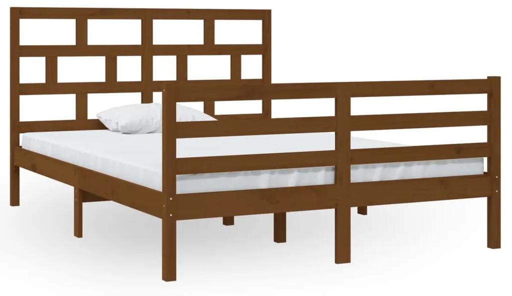 3101286 vidaXL Cadru de pat, maro miere, 140x200 cm, lemn masiv de pin