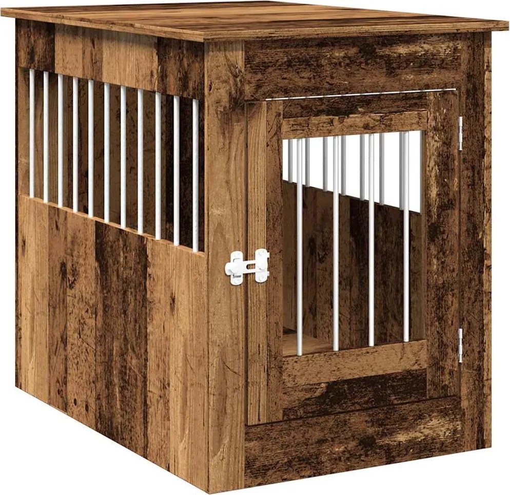 vidaXL Mobilier ladă pentru câini Lemn vechi 55x80x68cm Lemn prelucrat