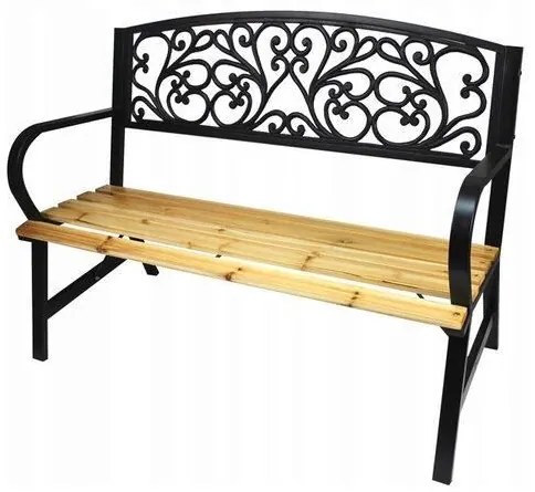 Banca de gradina, metal si lemn, 120x56x87 cm, Adela