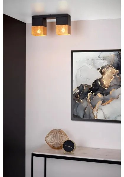 Plafonieră Lucide 21123/02/02 RENATE 2xE27/40W/230V auriu/negru