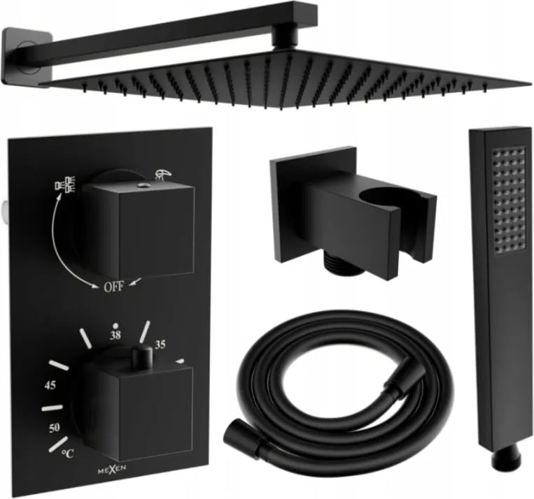 Mexen Cube DR02 set de duș încastrat cu duș de ploaie 25 cm, negru - 77502DR0225-70