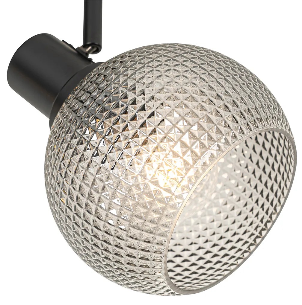 Spotlight de design negru cu sticlă fumurie cu 2 lumini - Chico