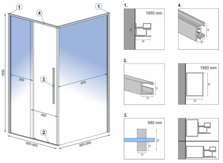 Cabina de dus patrata Rea Solar cu usa glisanta 90x90 negru mat