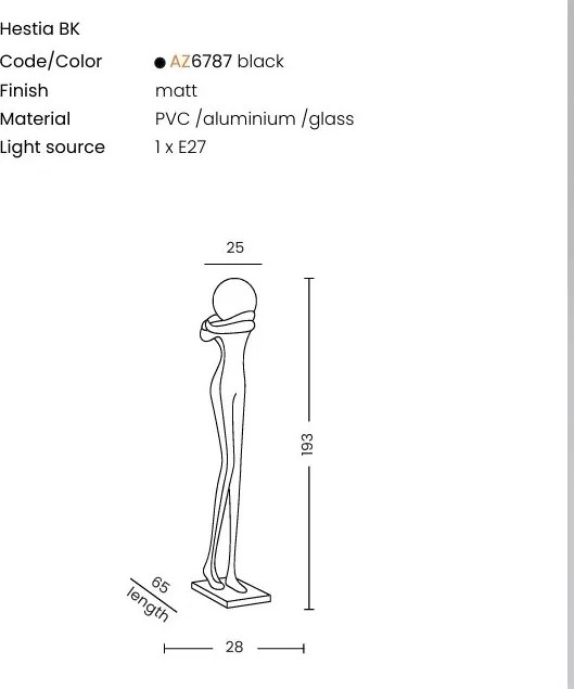 Figurina design decorativ cu iluminat HESTIA BLACK