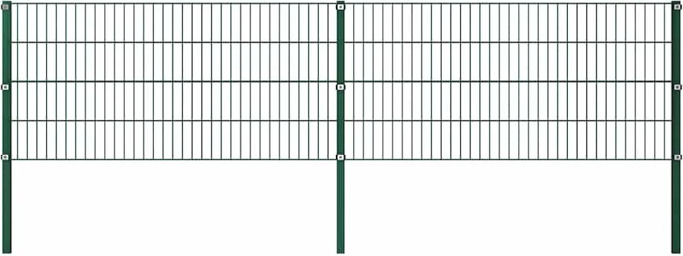 vidaXL Panou de gard cu stâlpi din fier, verde, 349x80 cm