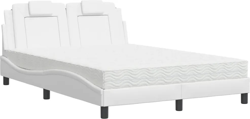 vidaXL Pat, Viana, cu saltea, alb, 120x200 cm, piele ecologică