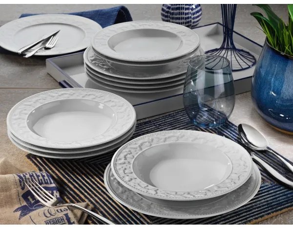 Set de veselă, 24 piese, porțelan alb