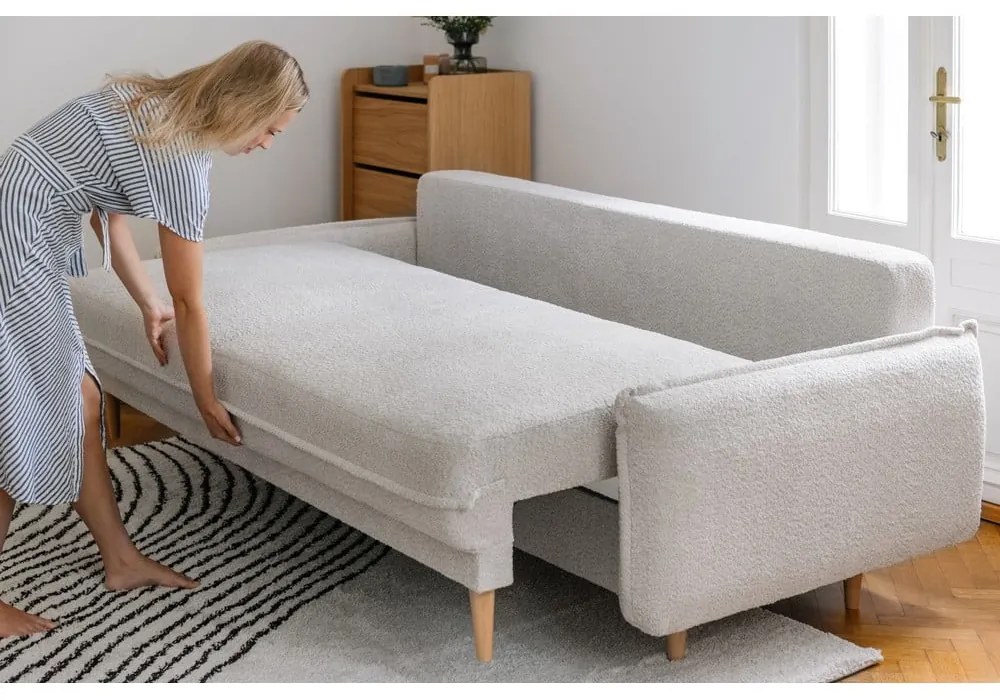 Canapea gri extensibilă cu tapițerie din stofă bouclé 215 cm Patti – Bonami Selection