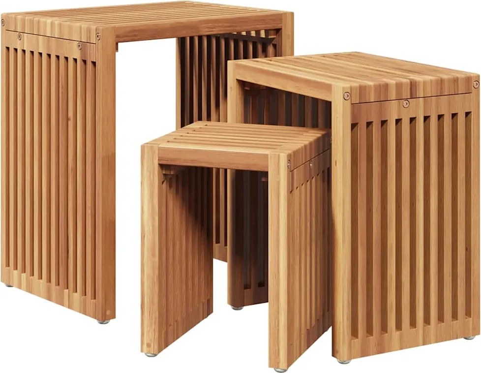 vidaXL Masă laterală pentru grădină 3 pcs Maro 33 x 44,5 x 51 cm
