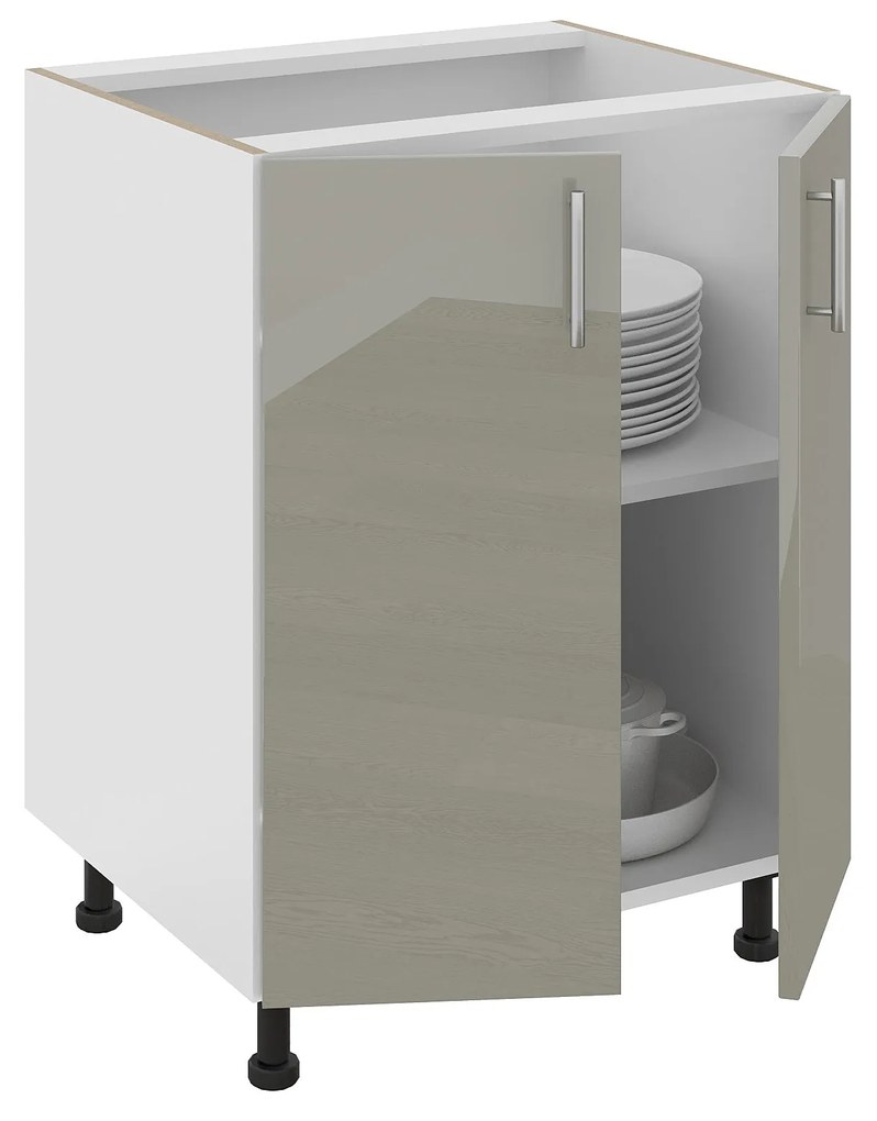 Corp Baza Karo, 2 Usi, Gri Lucios/Alb, MDF, 60 x 50 x 80 cm