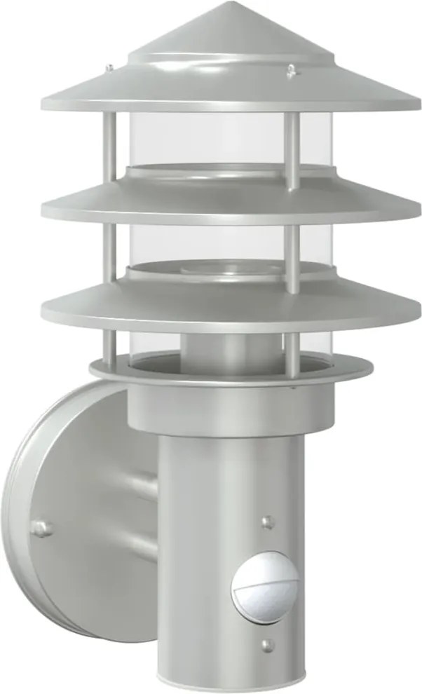 vidaXL Lampă de perete exterior cu senzor, argintiu, oțel inoxidabil