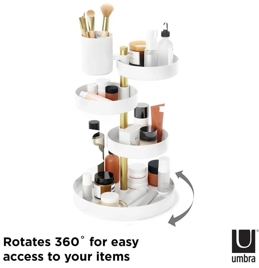 Organizator de baie alb pentru cosmetice din plastic Pirouette – Umbra