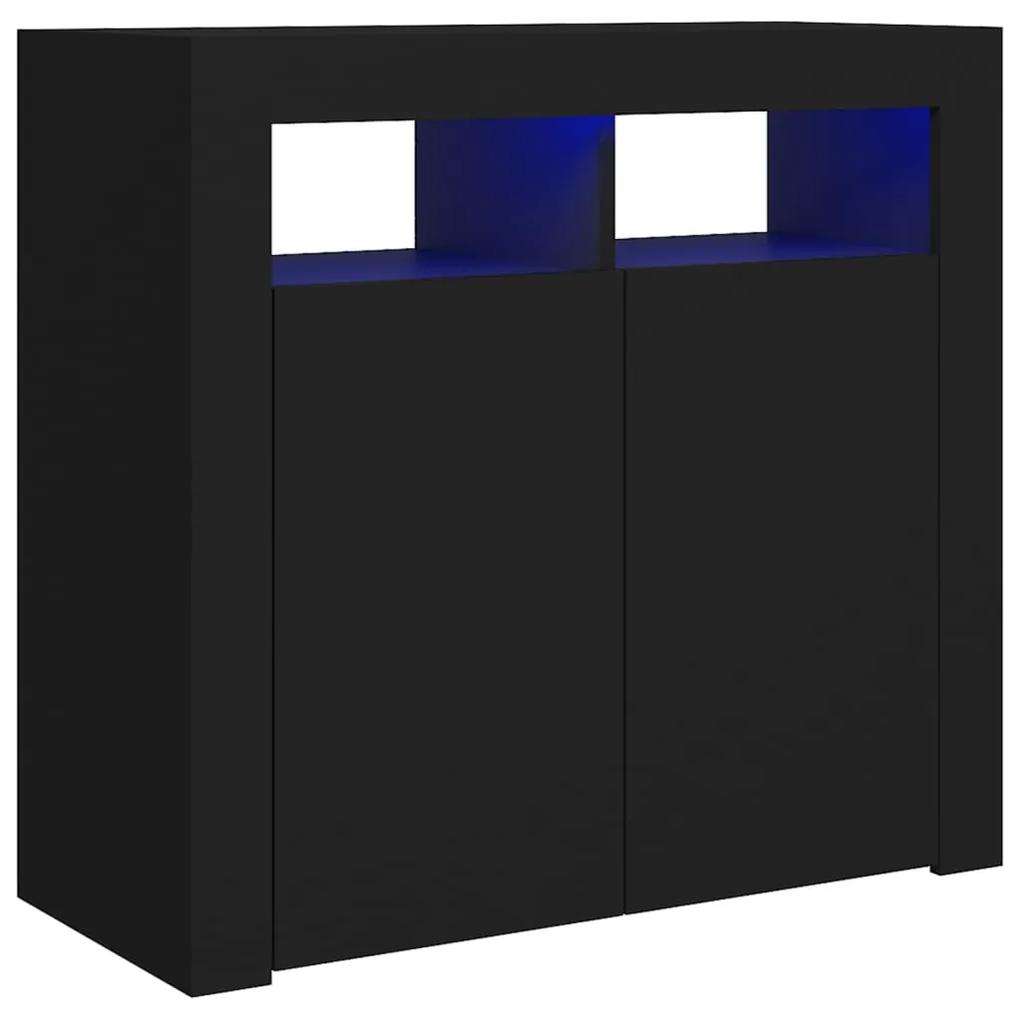 804329 vidaXL Servantă cu lumini LED, negru, 80x35x75 cm