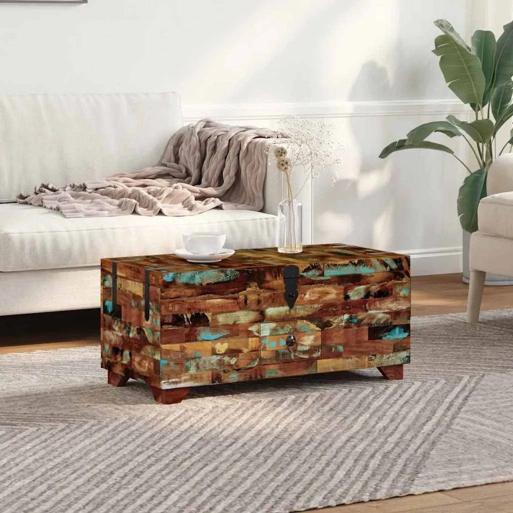 vidaXL Măsuță de cafea tip cufăr, 80 x 40 x 35 cm, lemn solid reciclat