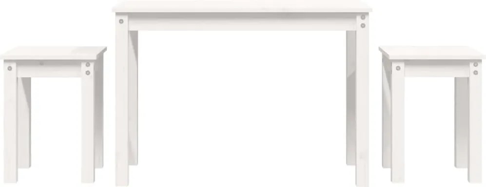 vidaXL Mese suprapuse, 3 buc., alb, lemn masiv de pin