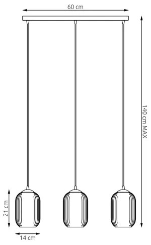 Lustră pe cablu VERDI 3xE27/15W/230V negru/alb