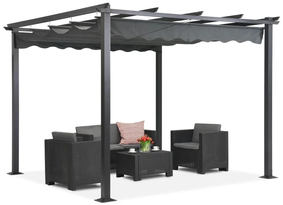 Pergolă retractabilă independentă Tenerife 3 x 3m gri Garden Point