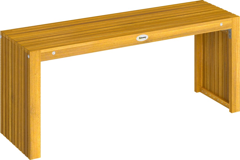 Outsunny Bancă de grădină din lemn 2 locuri 110 cm cu șezut cu lamele Capacitate 240 kg pentru patio, pridvor, parc, natural | Aosom Romania