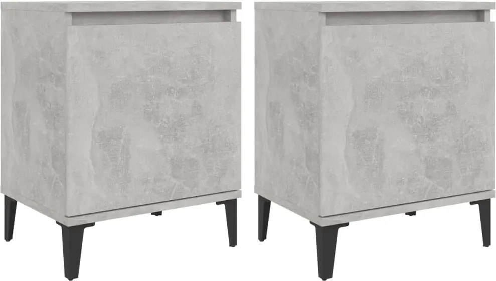 vidaXL Noptiere cu picioare metalice, gri beton, 40x30x50 cm