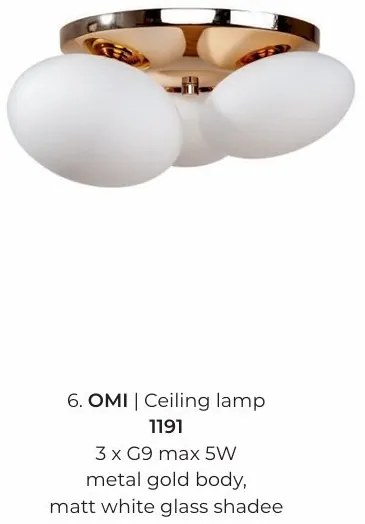Plafoniera moderna cu 3 surse de lumina Omi auriu
