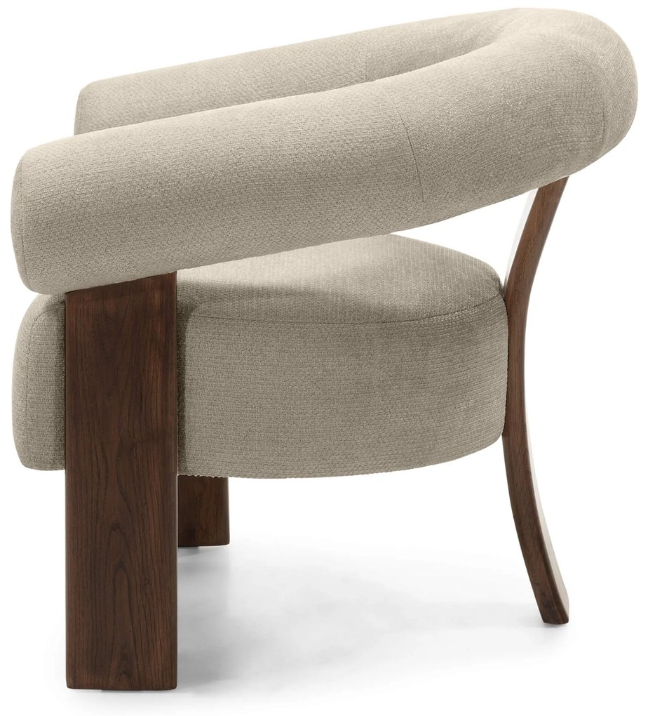 Fotoliu design bej KOKEI ALIA, decor nuc