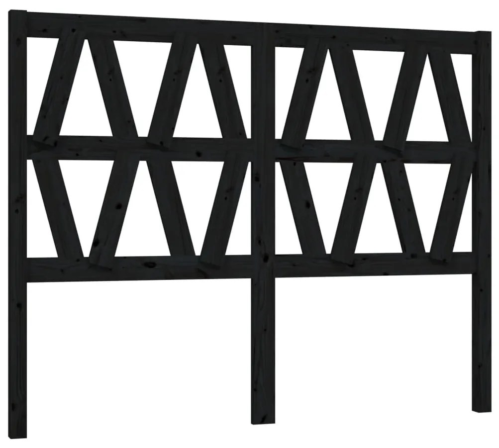818614 vidaXL Tăblie de pat, negru, 126x4x100 cm, lemn masiv de pin