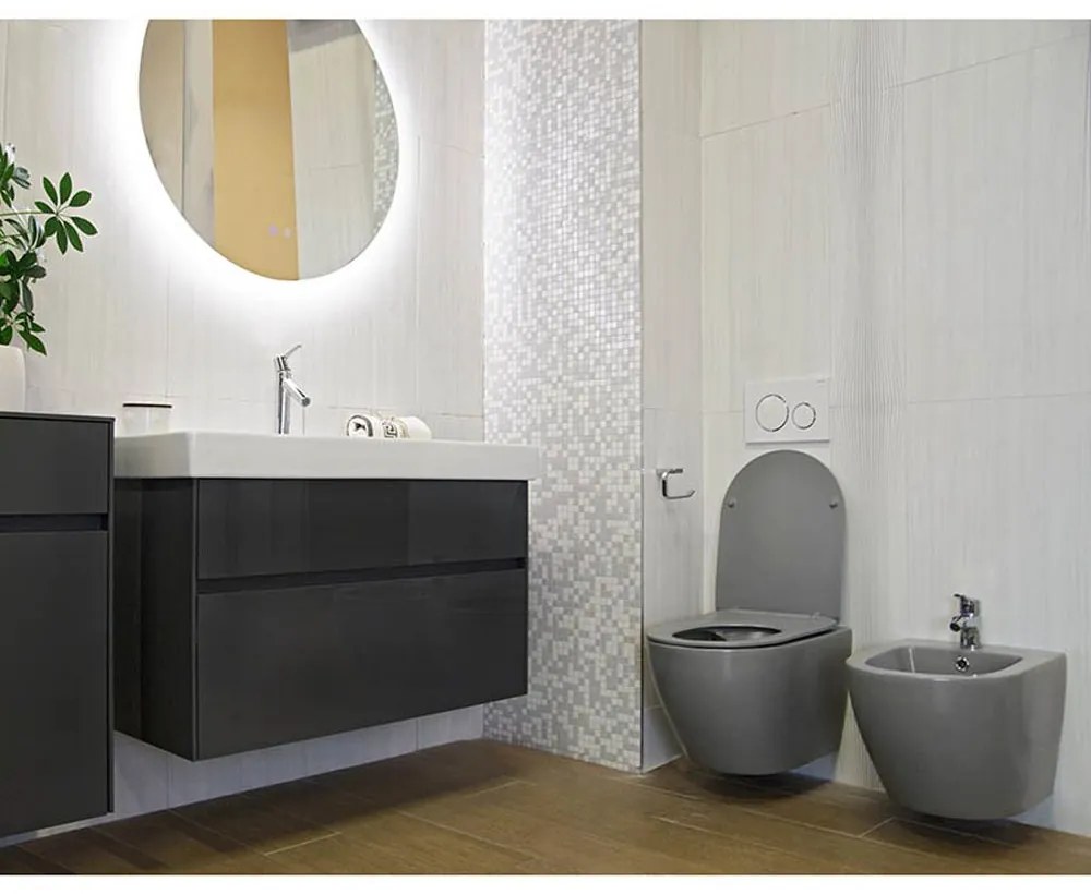 Bideu suspendat, gri mat Fluminia Alfonzo Gri mat