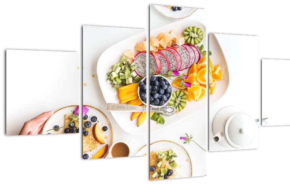 Tablou cu farfurie cu fructe pe masă (125x70 cm), în 40 de alte dimensiuni noi