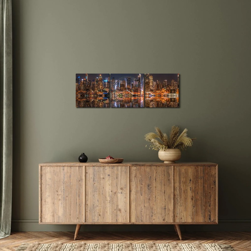 Tablou - Zgârie-nori (cu ceas) (90x30 cm)