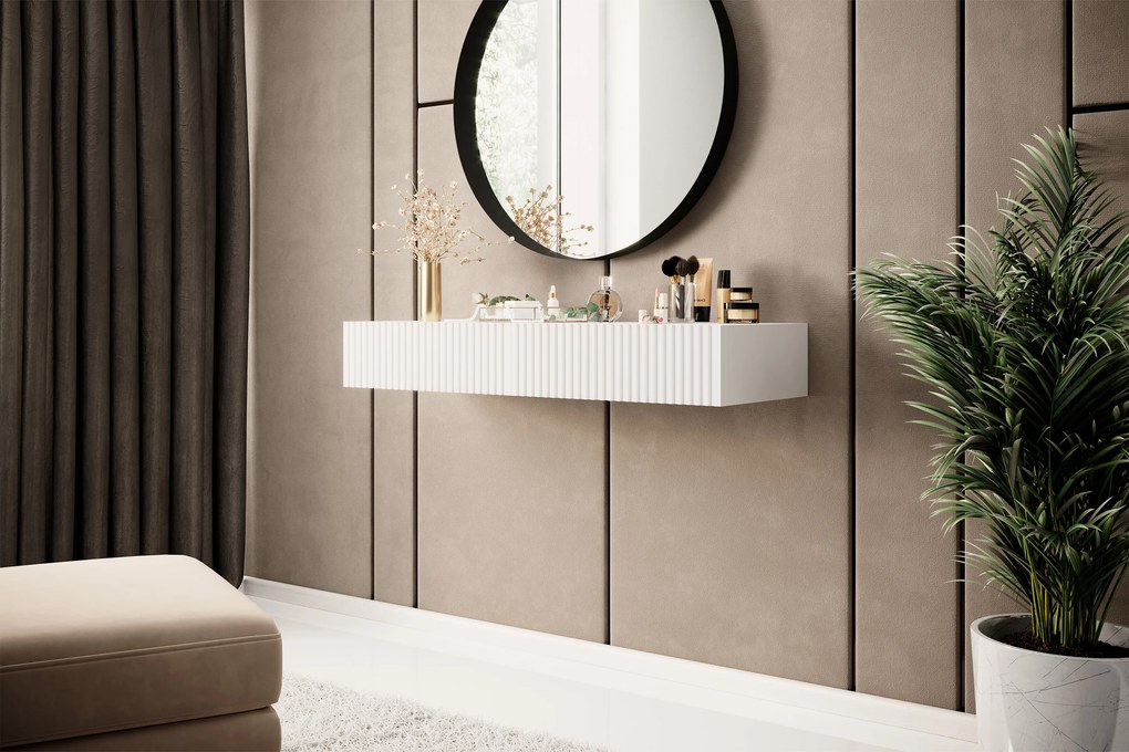 Birou suspendat cu sertare Nicole 100 cm - alb / alb mat