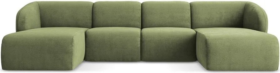 Colțar verde cu tapițerie din chenille (în formă de "U") Lani – Makamii