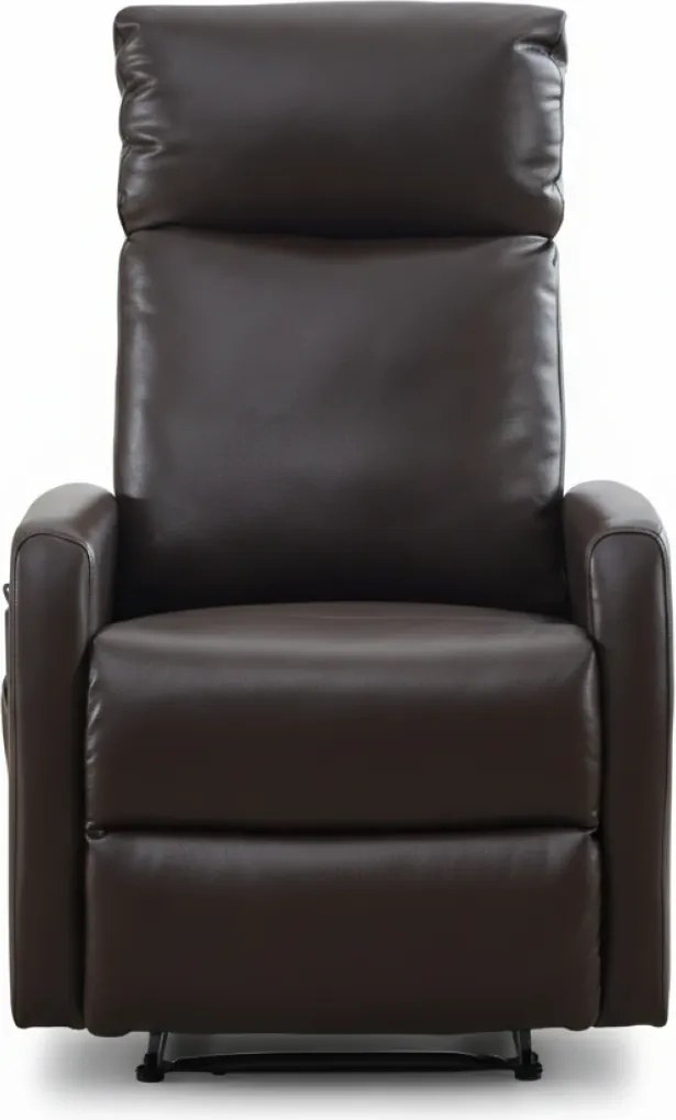 Fotoliu Masaj si Incalzire, Recliner, suport picioare extensibil, Piele ECO Premium, Maro Inchis