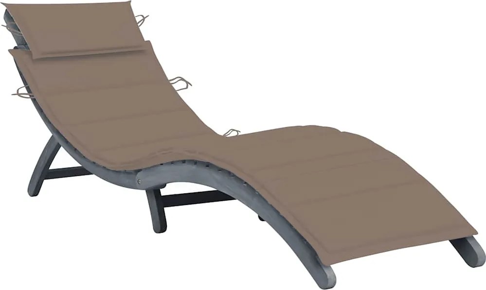 vidaXL Șezlong de grădină cu pernă gri, lemn masiv de acacia