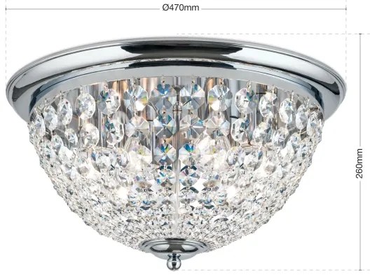 Plafonieră de cristal Orion DLU 1840/47 PLAFOND 6xE27/40W/230V d. 47 cm crom