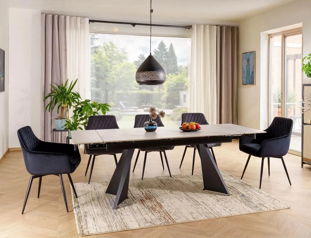 Masa extensibila Laconi alb/negru L160-220xl90 cm