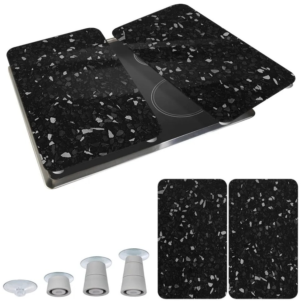 Set 2 protecții din sticlă pentru aragaz Wenko Universal, negru